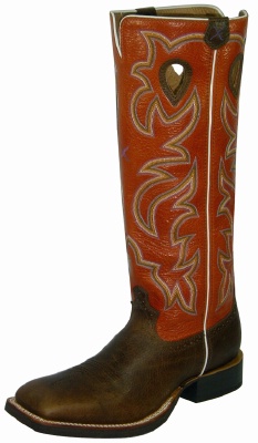 Twisted X MBK0020 for $239.99 Men's' Buckaroo Western Boot with Brown Glazed Pebble Leather Foot and a New Wide Toe